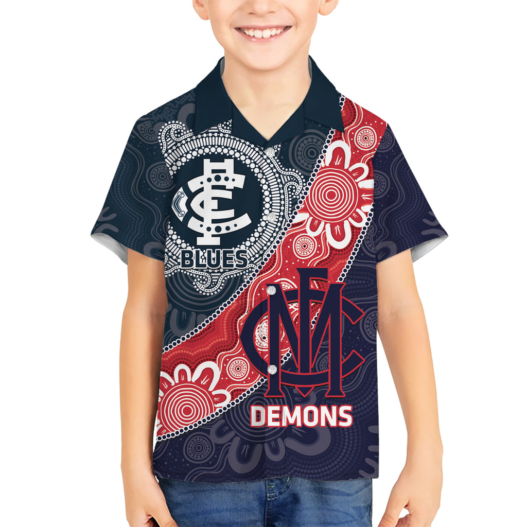 Personalised Demons And Blues Football Hawaiian Shirt Aboriginal Art