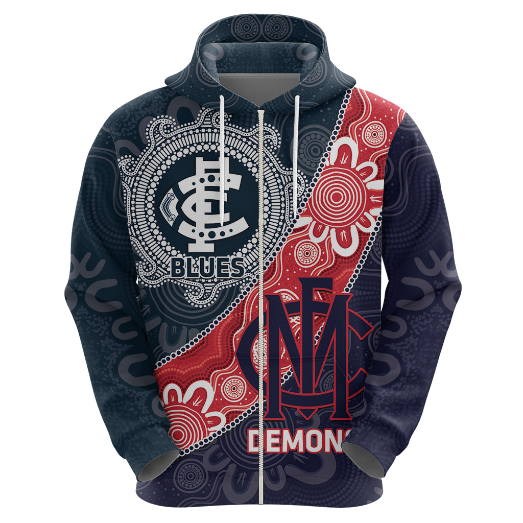 Personalised Demons And Blues Football Hoodie Aboriginal Art