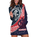 Personalised Demons And Blues Football Hoodie Dress Aboriginal Art