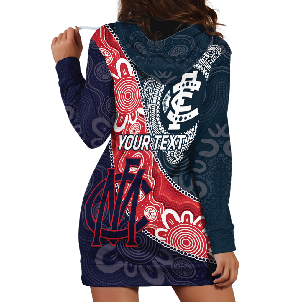 Personalised Demons And Blues Football Hoodie Dress Aboriginal Art