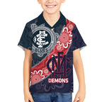 Personalised Demons And Blues Football Kid Hawaiian Shirt Aboriginal Art