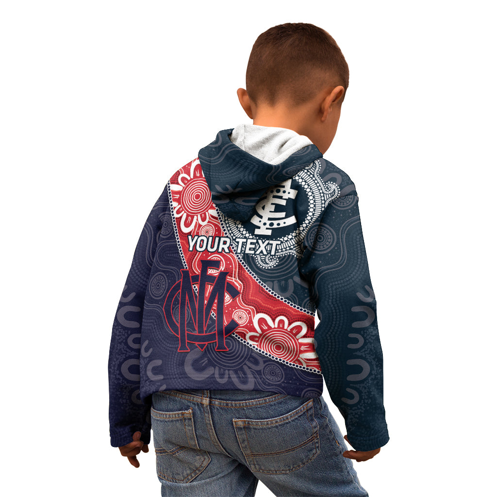 Personalised Demons And Blues Football Kid Hoodie Aboriginal Art