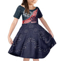 Personalised Demons And Blues Football Kid Short Sleeve Dress Aboriginal Art