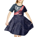 Personalised Demons And Blues Football Kid Short Sleeve Dress Aboriginal Art