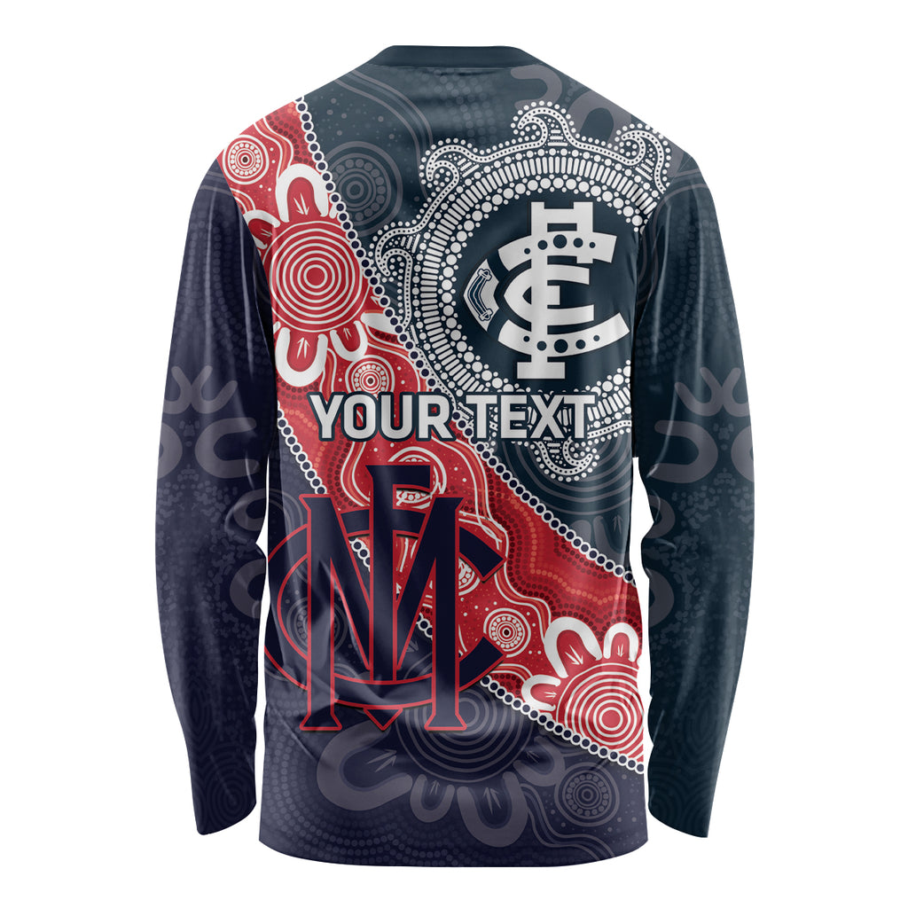 Personalised Demons And Blues Football Long Sleeve Shirt Aboriginal Art