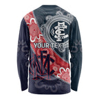Personalised Demons And Blues Football Long Sleeve Shirt Aboriginal Art