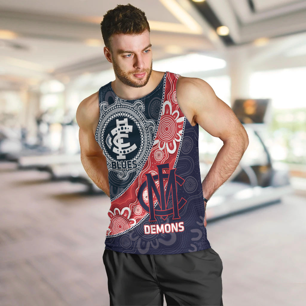 Personalised Demons And Blues Football Men Tank Top Aboriginal Art