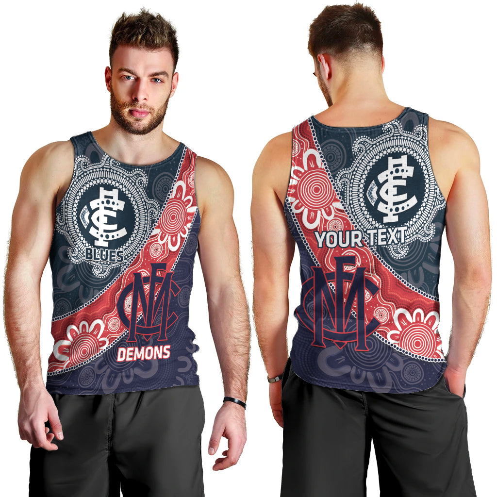 Personalised Demons And Blues Football Men Tank Top Aboriginal Art