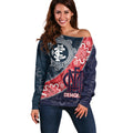 Personalised Demons And Blues Football Off Shoulder Sweater Aboriginal Art