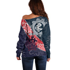 Personalised Demons And Blues Football Off Shoulder Sweater Aboriginal Art