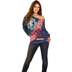Personalised Demons And Blues Football Off Shoulder Sweater Aboriginal Art