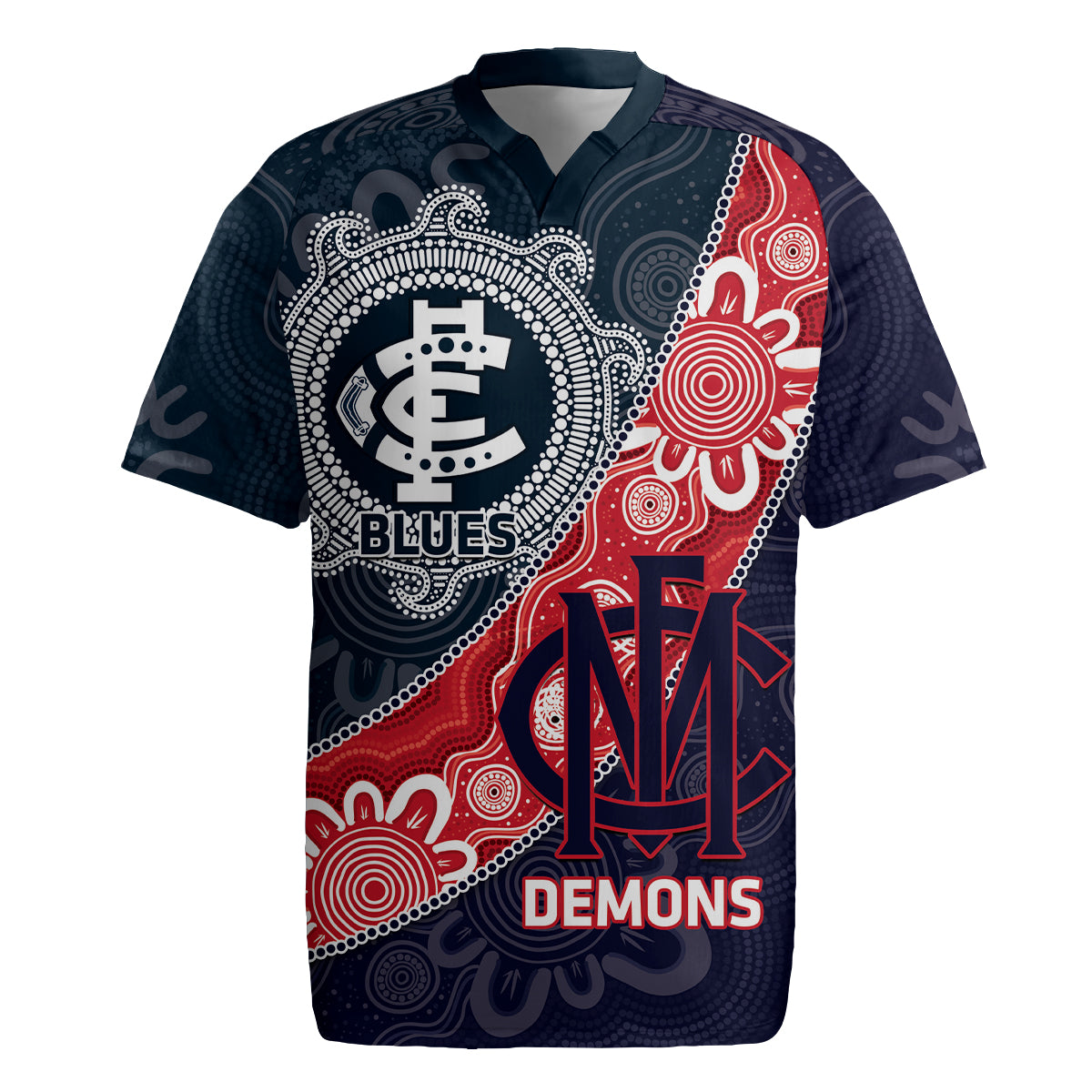 Personalised Demons And Blues Football Rugby Jersey Aboriginal Art
