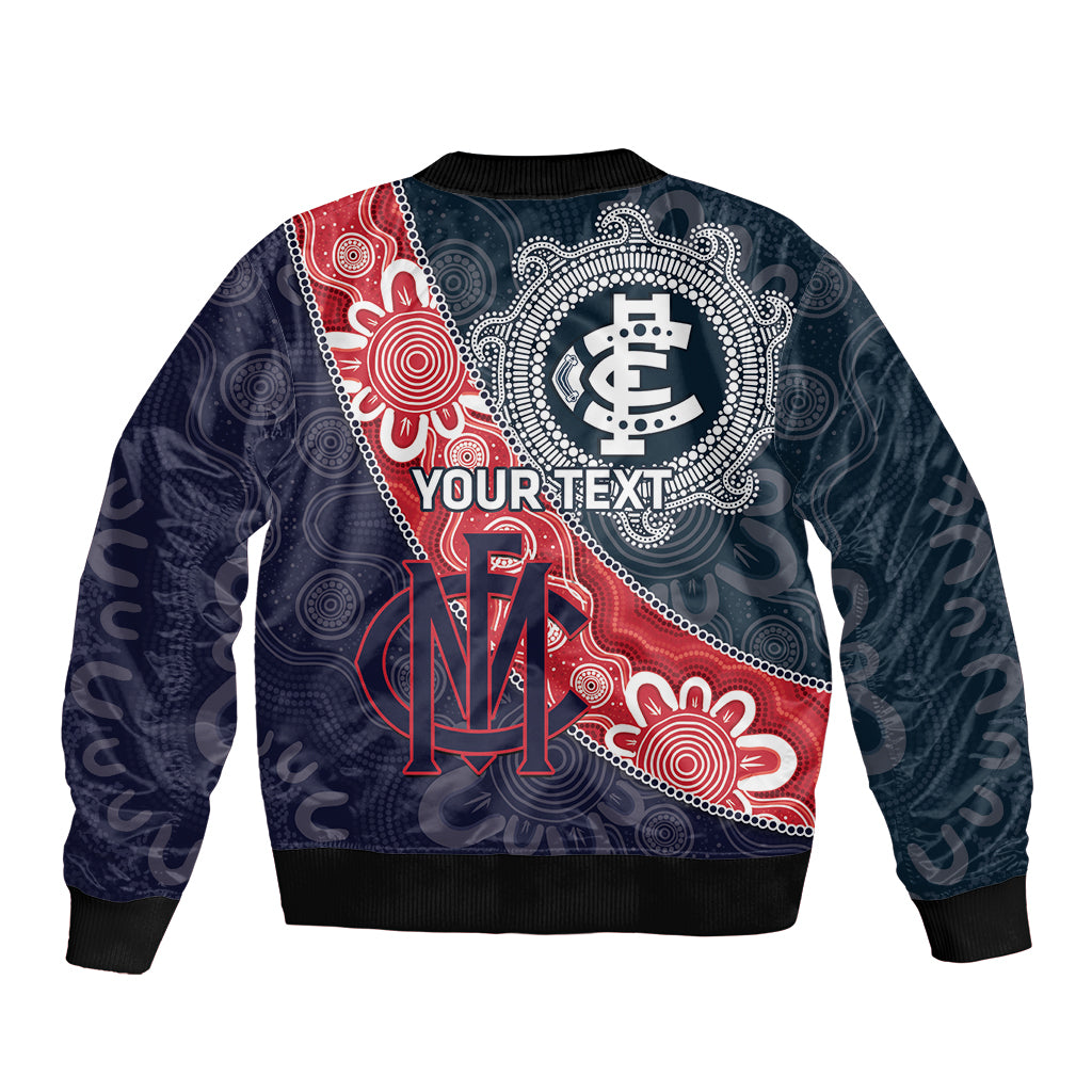 Personalised Demons And Blues Football Sleeve Zip Bomber Jacket Aboriginal Art