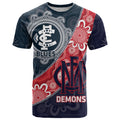 Personalised Demons And Blues Football T Shirt Aboriginal Art