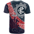 Personalised Demons And Blues Football T Shirt Aboriginal Art