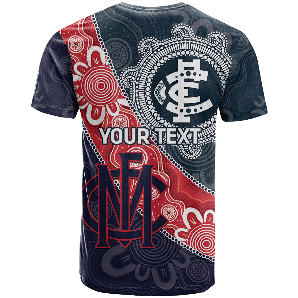 Personalised Demons And Blues Football T Shirt Aboriginal Art