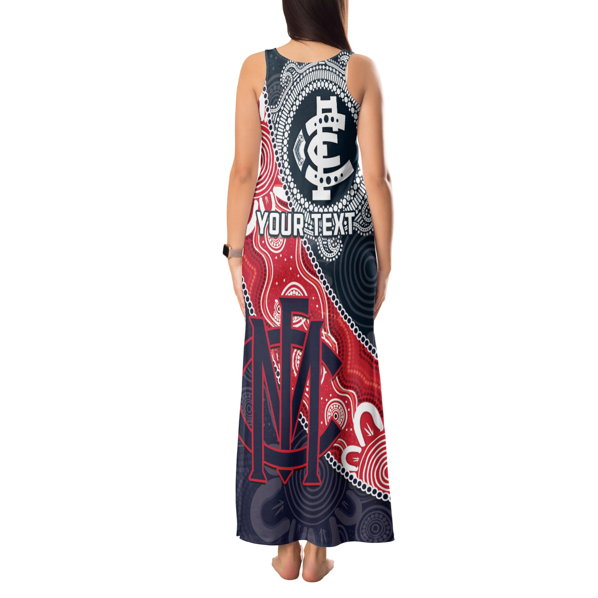 Personalised Demons And Blues Football Tank Maxi Dress Aboriginal Art