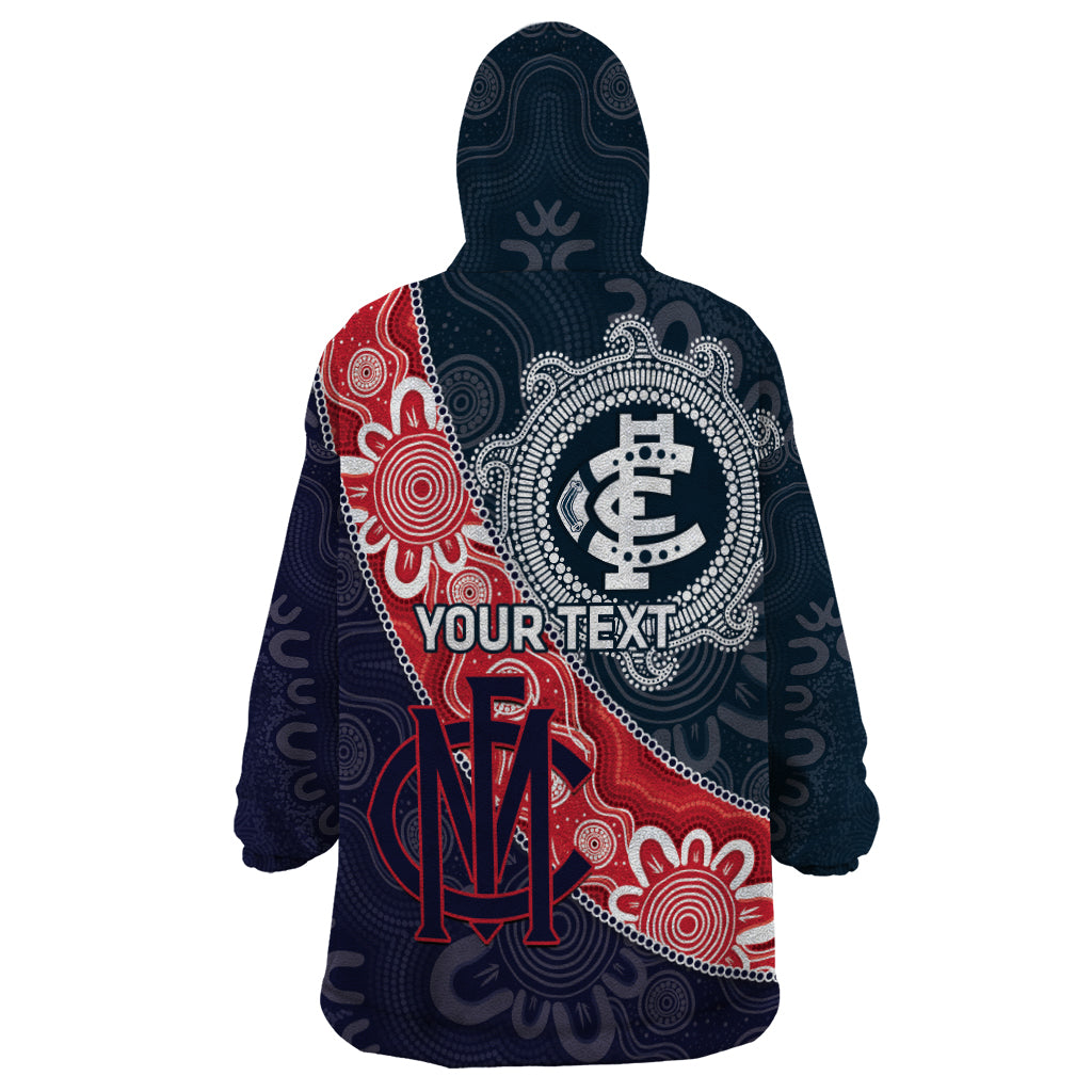 Personalised Demons And Blues Football Wearable Blanket Hoodie Aboriginal Art