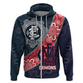 Personalised Demons And Blues Football Zip Hoodie Aboriginal Art