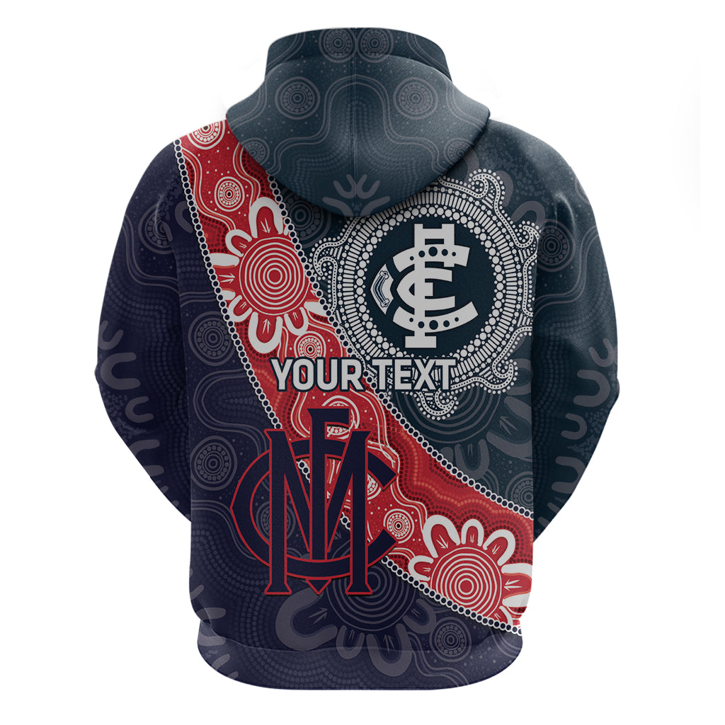 Personalised Demons And Blues Football Zip Hoodie Aboriginal Art