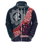 Personalised Demons And Blues Football Zip Hoodie Aboriginal Art