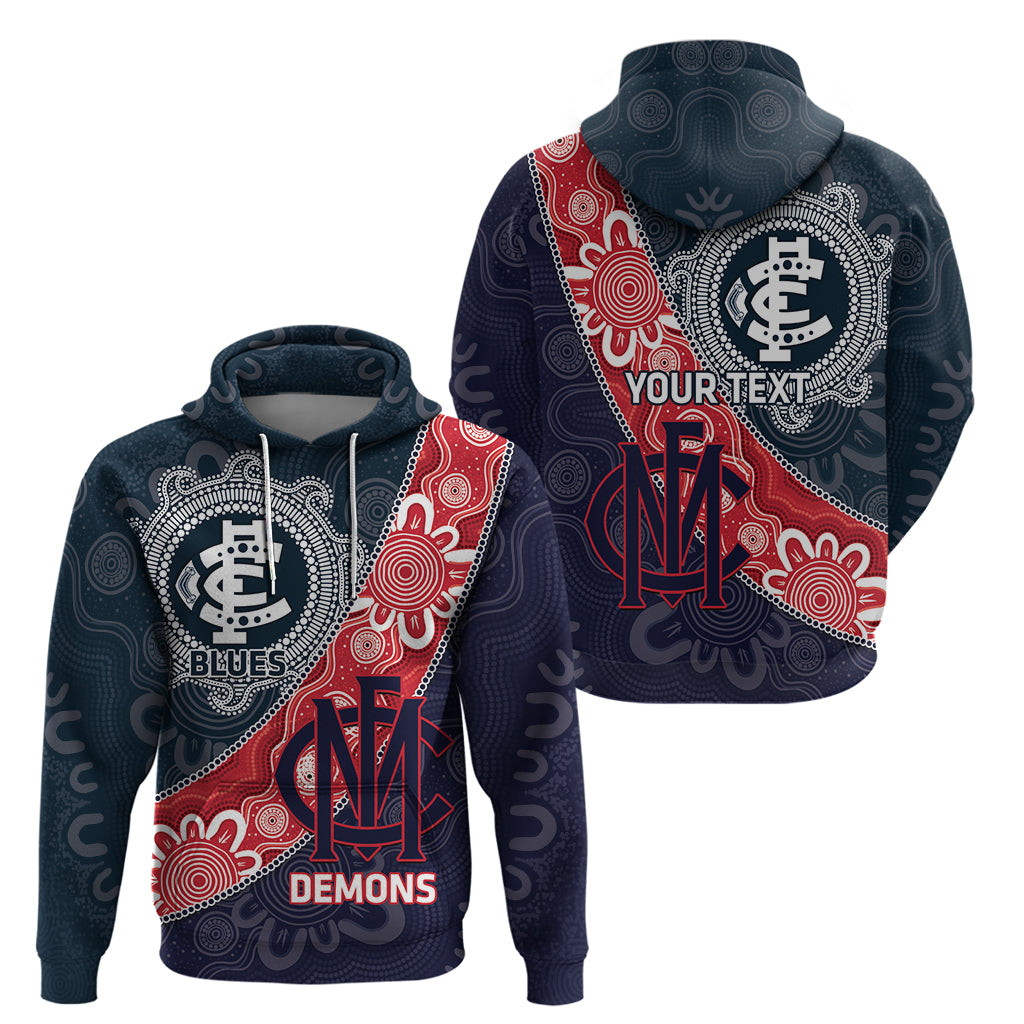 Personalised Demons And Blues Football Zip Hoodie Aboriginal Art
