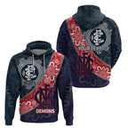 Personalised Demons And Blues Football Zip Hoodie Aboriginal Art