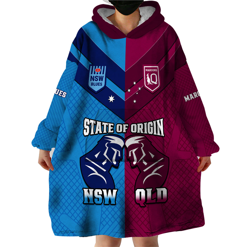 personalised-qld-maroons-and-nsw-blues-rugby-wearable-blanket-hoodie-sporty-version-2023