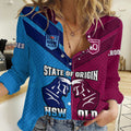 Personalised QLD Maroons And NSW Blues Rugby Women Casual Shirt Sporty Version 2023 LT14