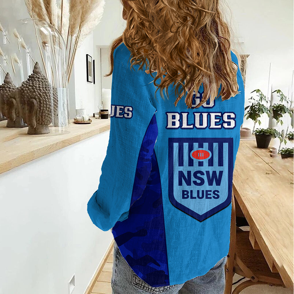 NSW Rugby Women Casual Shirt Go Blues Camouflage Sporty Style LT14