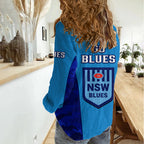 NSW Rugby Women Casual Shirt Go Blues Camouflage Sporty Style LT14