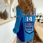 Personalised NSW Rugby Women Casual Shirt Go Blues Camouflage Sporty Style LT14