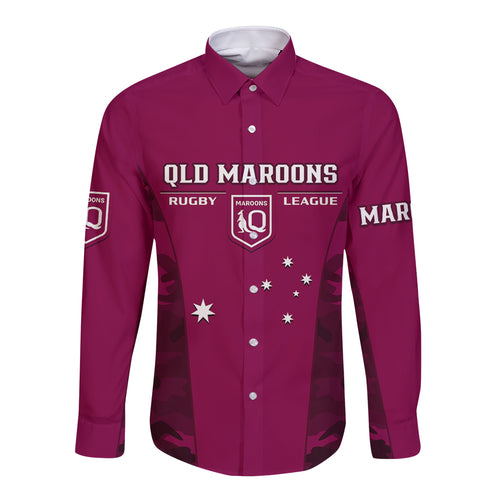 personalised-qld-rugby-long-sleeve-button-shirt-go-maroons-camouflage-sporty-style