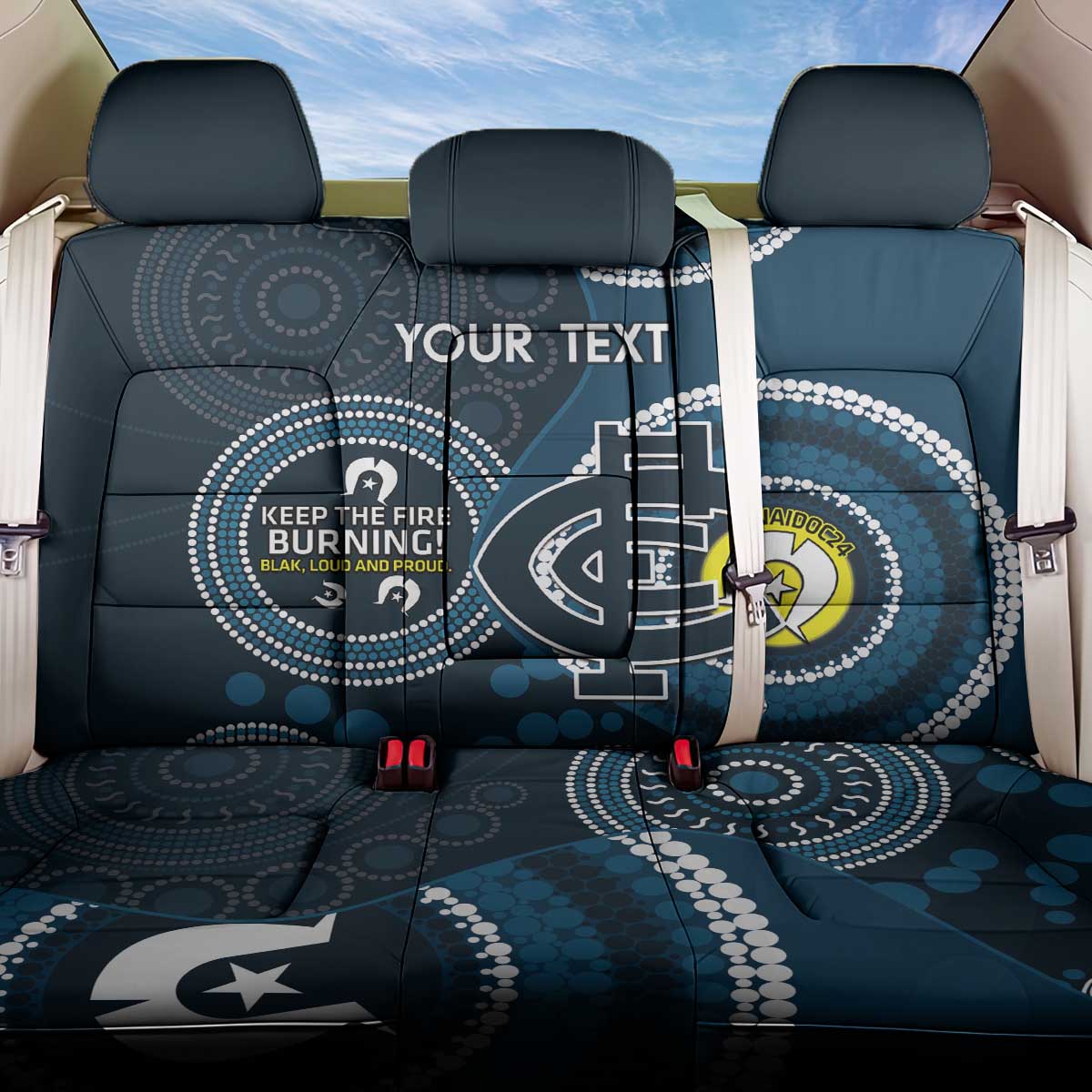 Custom AFL Carlton NAIDOC Week Back Car Seat Cover Keep The Fire Burning Indigenous Art