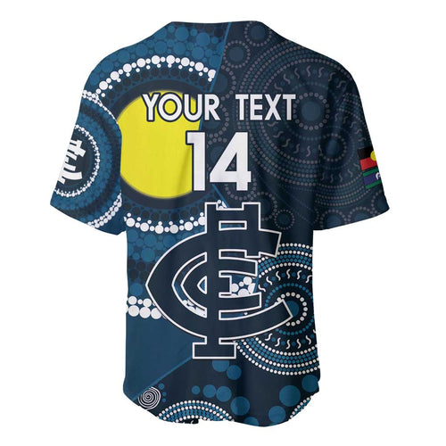 Custom AFL Carlton NAIDOC Week Baseball Jersey Keep The Fire Burning Indigenous Art