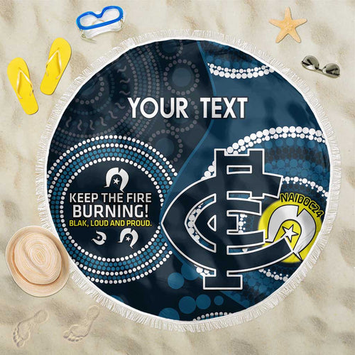 Custom AFL Carlton NAIDOC Week Beach Blanket Keep The Fire Burning Indigenous Art
