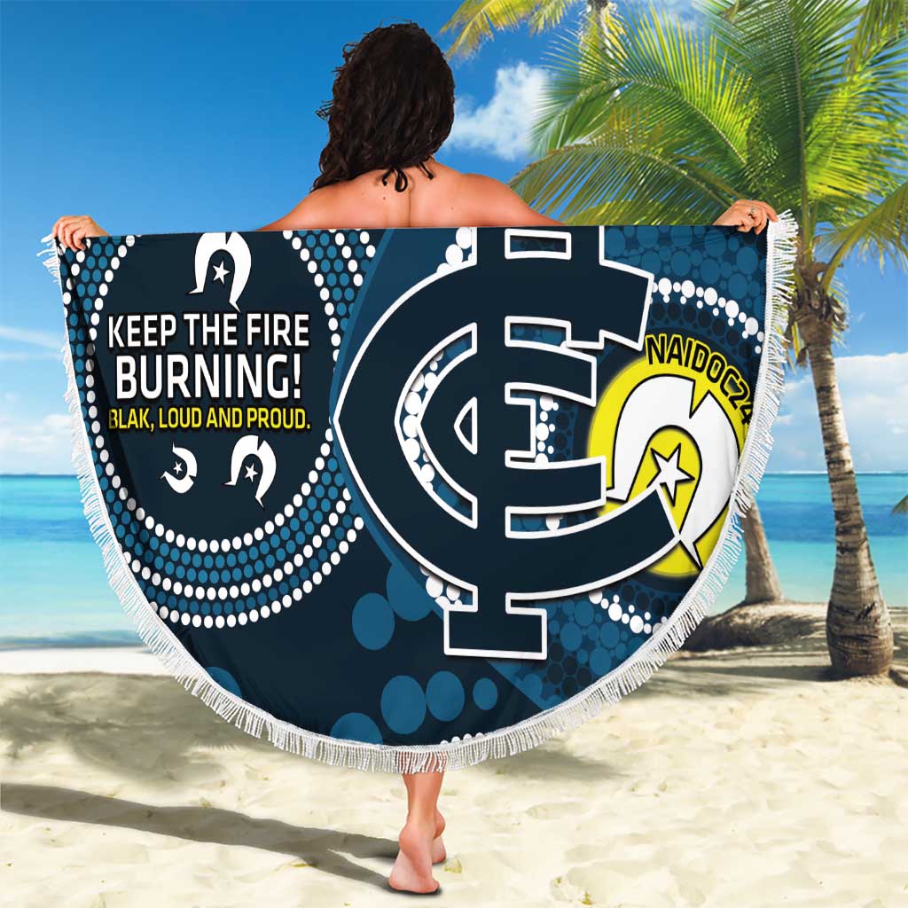 Custom AFL Carlton NAIDOC Week Beach Blanket Keep The Fire Burning Indigenous Art
