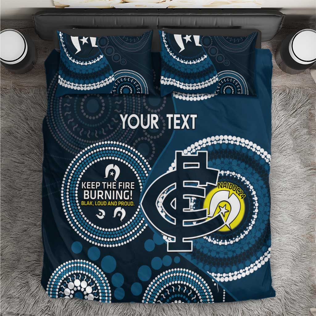 Custom AFL Carlton NAIDOC Week Bedding Set Keep The Fire Burning Indigenous Art