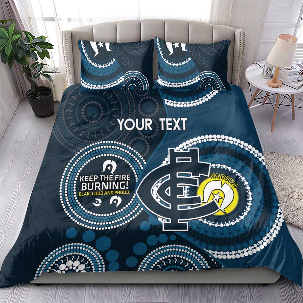 Custom AFL Carlton NAIDOC Week Bedding Set Keep The Fire Burning Indigenous Art
