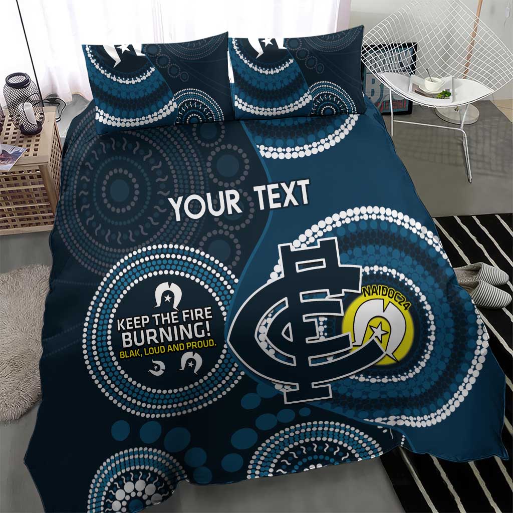 Custom AFL Carlton NAIDOC Week Bedding Set Keep The Fire Burning Indigenous Art