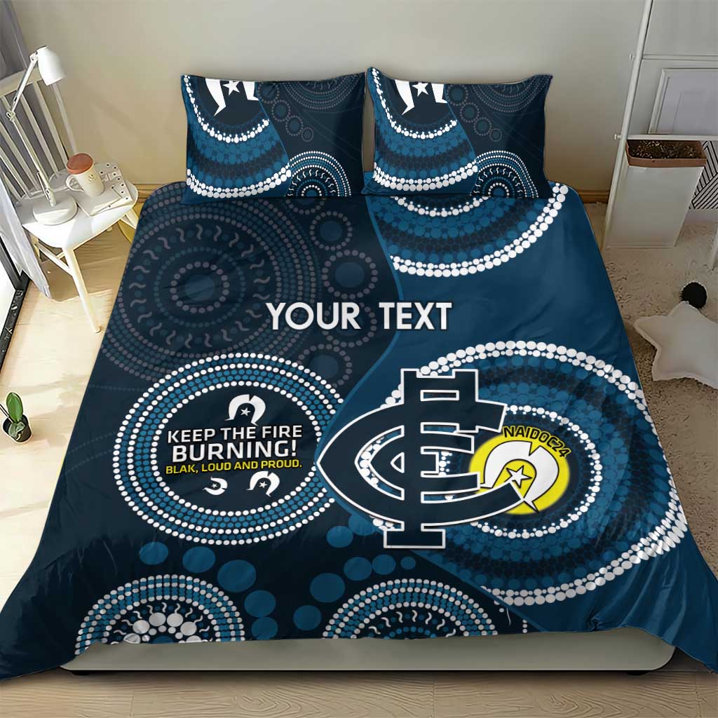 Custom AFL Carlton NAIDOC Week Bedding Set Keep The Fire Burning Indigenous Art
