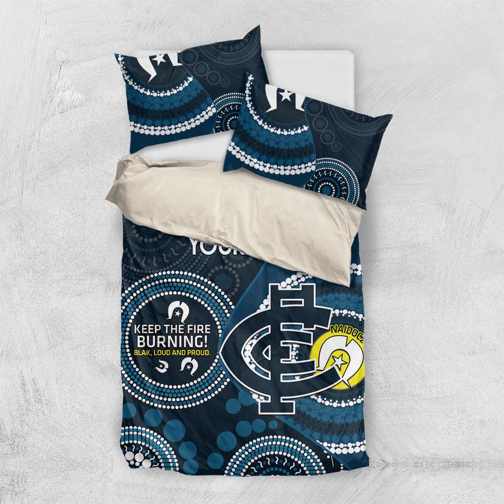 Custom AFL Carlton NAIDOC Week Bedding Set Keep The Fire Burning Indigenous Art