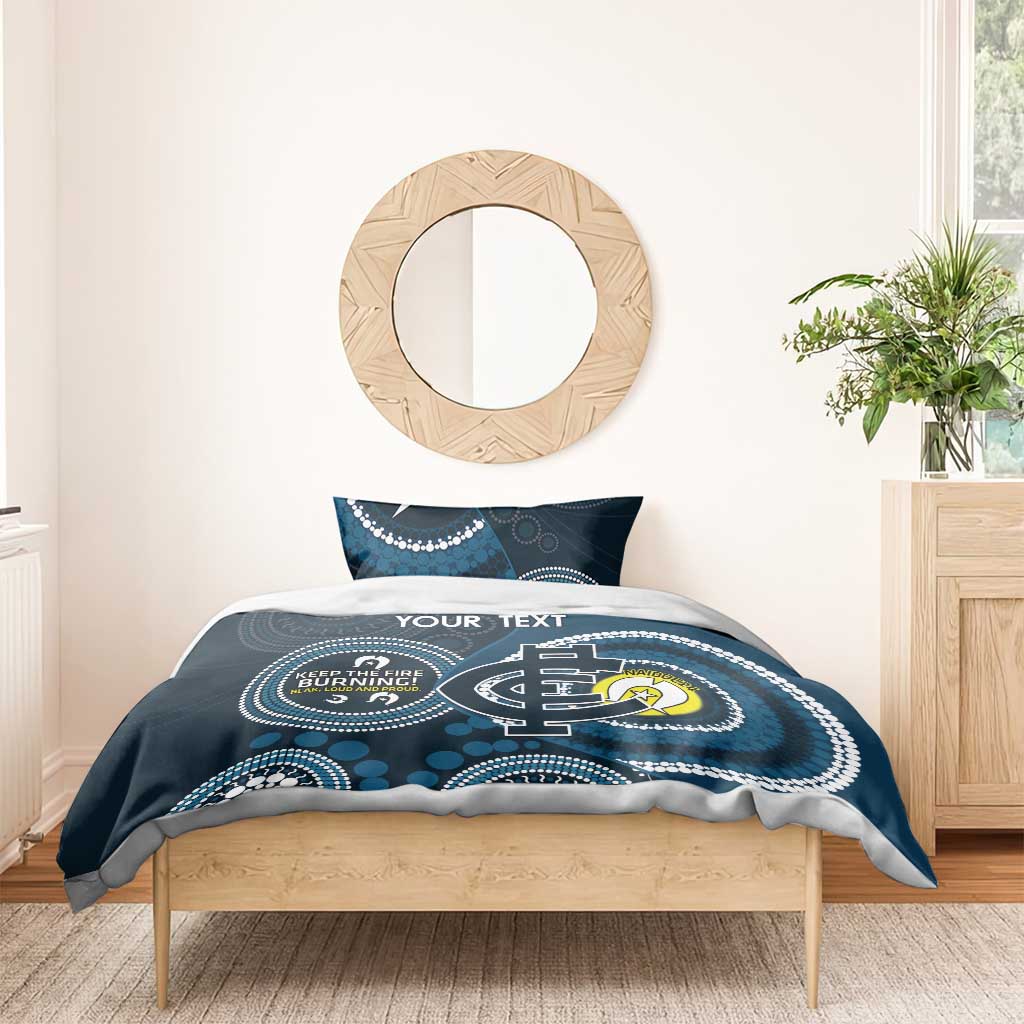 Custom AFL Carlton NAIDOC Week Bedding Set Keep The Fire Burning Indigenous Art