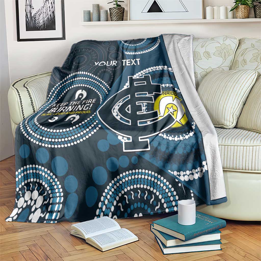 Custom AFL Carlton NAIDOC Week Blanket Keep The Fire Burning Indigenous Art