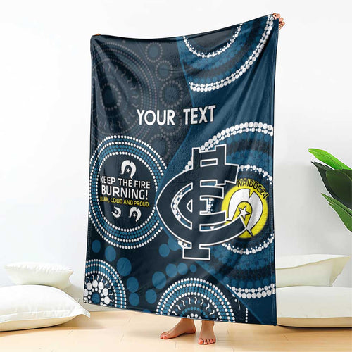 Custom AFL Carlton NAIDOC Week Blanket Keep The Fire Burning Indigenous Art