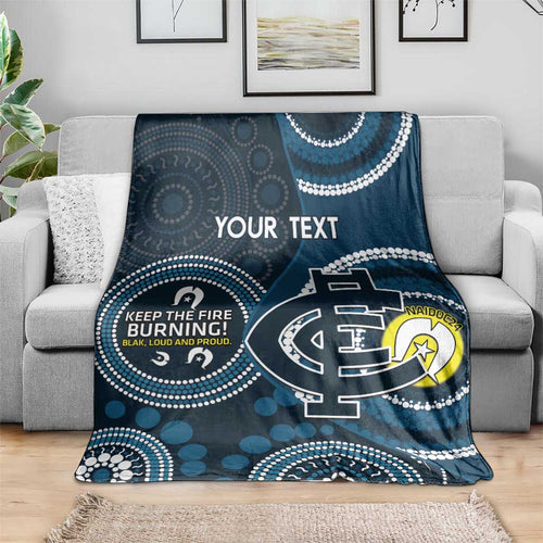 Custom AFL Carlton NAIDOC Week Blanket Keep The Fire Burning Indigenous Art