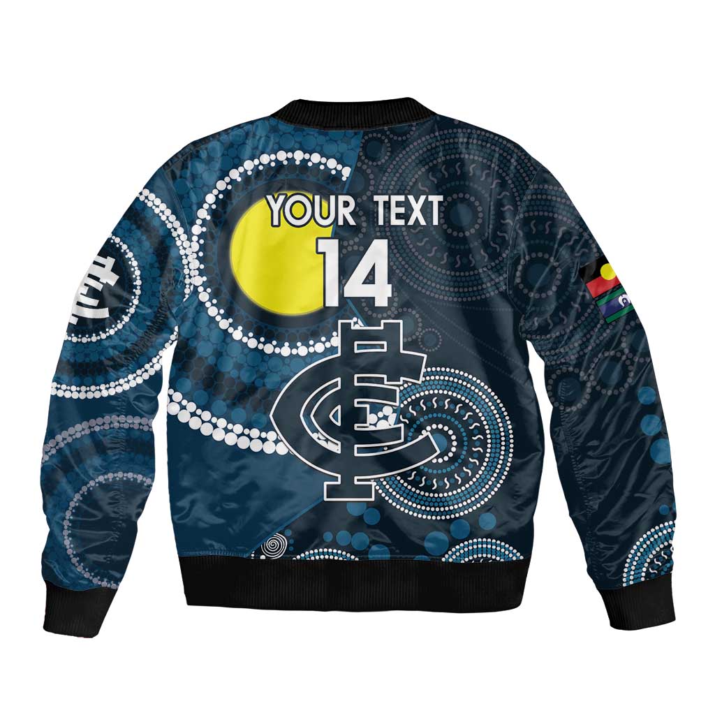 Custom AFL Carlton NAIDOC Week Bomber Jacket Keep The Fire Burning Indigenous Art