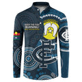 Custom AFL Carlton NAIDOC Week Button Sweatshirt Keep The Fire Burning Indigenous Art