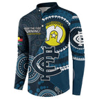 Custom AFL Carlton NAIDOC Week Button Sweatshirt Keep The Fire Burning Indigenous Art