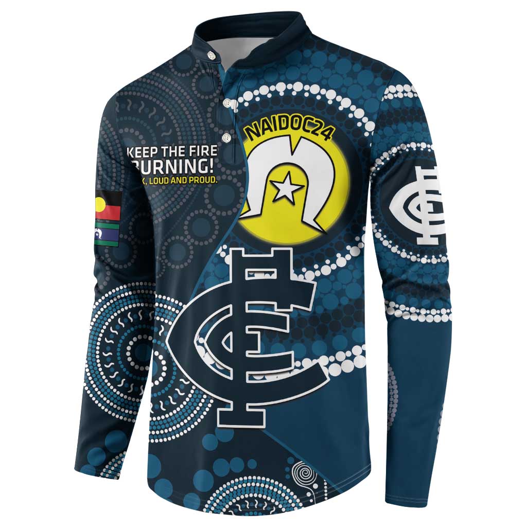 Custom AFL Carlton NAIDOC Week Button Sweatshirt Keep The Fire Burning Indigenous Art